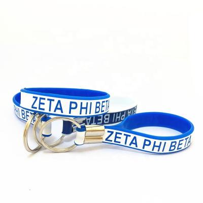 China Custom Made Rubber Debossed Silicone Rubber Keychain Coloring in Zeta Phi Beta Keychain Royal Blue Zeta Phi Beta Keychain With Photo for sale