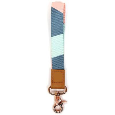 China Advertising Lanyard Key Chain Wristlet Strap Genuine Leather Key Chain Holder with Lobster Clasp for sale