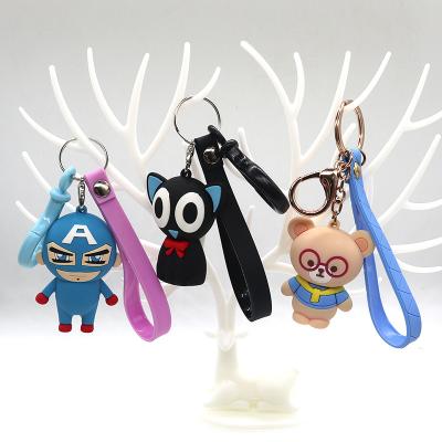 China Advertising Hits 2021 3d Keychains Solid Custom Bear/Cat Soft Cute PVC Key Chain For Amazon for sale