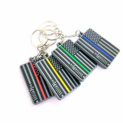 China 2021 Manufacturers Advertising Customized Thin Blue Line 2d PVC Key Chain Rubber for sale