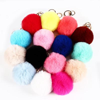 China Promotion Fur Ball Puffball Designs Pompom Fluffy Cute Cute Fluffy Cute Fluffy Balls Fur Ball Accessories Faux Fur Key Chain Pompom Tail Key Chain for sale