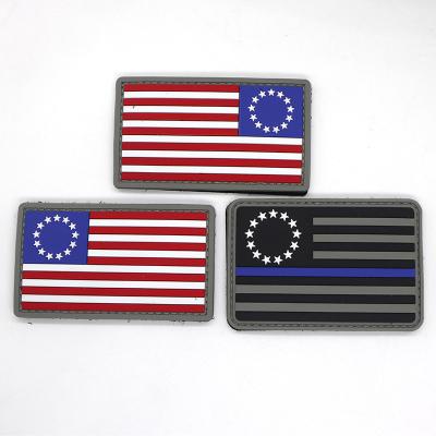 China ODM Viable Custom Soft PVC 3D Patch Custom Thin Blue Red Line PVC Patches PVC Flag Patch for sale