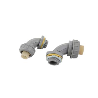 China Electrical Accessories PVC Waterproof Nonmetallic Connector 90 Degree for sale