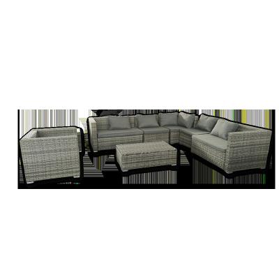 China Minimalist Durable Rattan Garden Corner Sofa With Dining / Coffee Table Set for sale