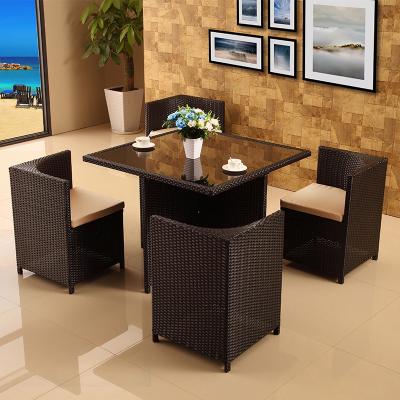 China Minimalist China OEM Factory Rattan Wicker Furniture Outdoor Dining Table Set for sale