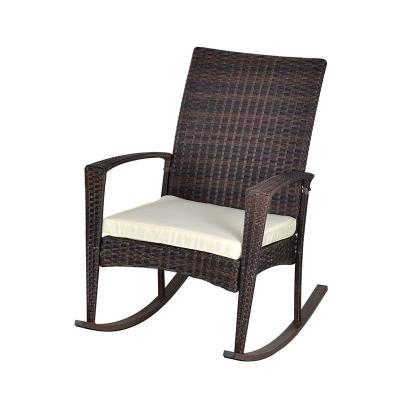 China Minimalist Outdoor Patio Rattan Rocking Chair With Cushion for sale