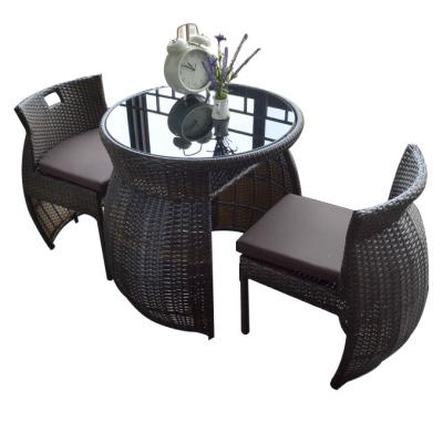 China Chinese Unique Time Saving Patio Rattan Table Space Outdoor Rattan Bistros Table and Chair Set for sale