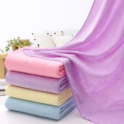 China Sustainable Cheap Coral Fleece Thickened Microfiber Bath Towel Home Bath Large Towels Quick Drying for sale