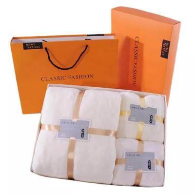 China High Quality Child Safe Bath Towel Set Thick Coral Fleece Wholesale Gift Microfiber Face Towel Soft Absorbent Bath Gift Box Set for sale