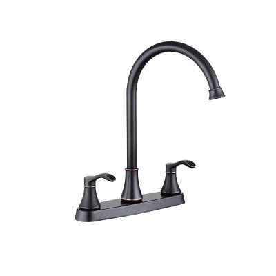 China Mixed Black Modern High Quality Double Handle Water Tap Stainless Steel Sink Cold And Hot Type Kitchen Deck Faucet for sale