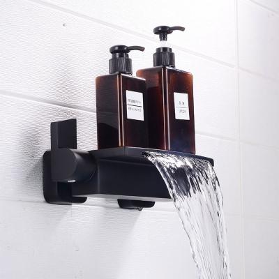 China Without Slide Bar Waterfall Tub Faucet Hot And Cold Side Wall Mounted Bathroom Faucet Set Shower Copper Mixing Valve Full for sale