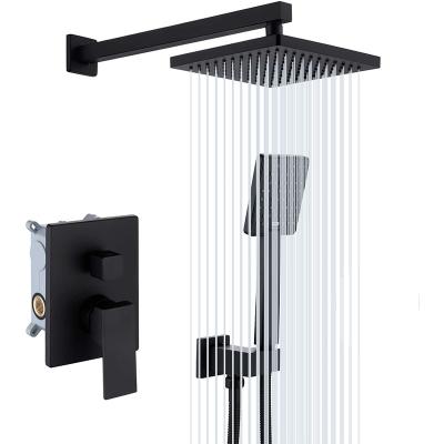 China Durable Black Concealed Enclosed Wall Mounted Two-function Stainless Steel Household Bathroom Shower Set for sale