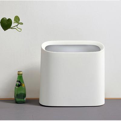 China Multi-Function Viable Waste Plastic Double Layer Porcelain Bathroom Kitchen Trash Can Waste Bins Oval Shovel for sale