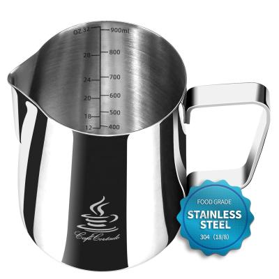 China Sustainable 304 Stainless Steel Frothing Cup Latte Coffee Jug Sharp Spout Milk Pitche for sale