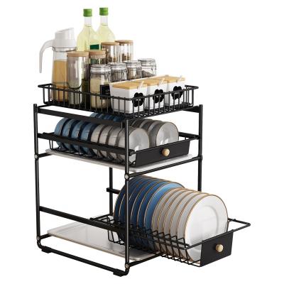 China Sustainable Save Type Stainless Steel Dish Drain Kitchen Space Drawer Rack for sale