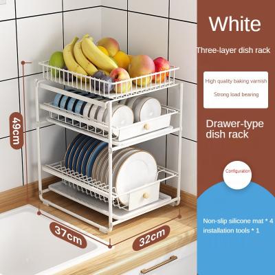 China Sustainable Household Metal Drain Rack Dish Drying Rack Hanger Saves Kitchen Space Shelf Organizer for sale