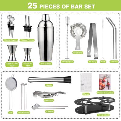 China Stainless Steel Silver Shaker Shaker Kit Accessories Tool Stainless Steel Bar Cocktail Gift Box for sale