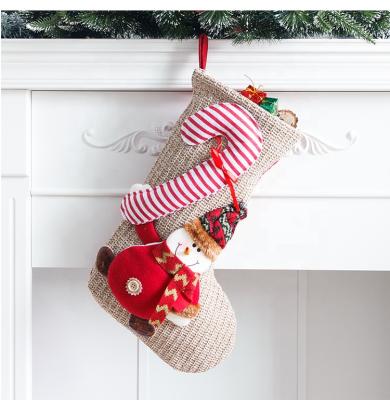 China Christmast Ornament Christmas Bestselling Cute Decorations With Santa Claus Snowman Elk Style Knitted Fabric Christmas Socks for sale