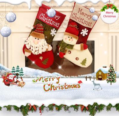 China High Quality Luxury Classic Brushed Wool Christmas Ornaments Christmas Stockings for sale