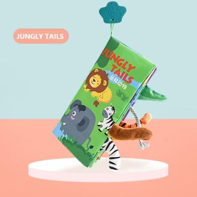 China Soft Cloth Books For Kids Early Educational Washable Soft Cloth Book Jungle Animals Farm Squeaker Cloth Tail Book for sale