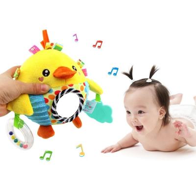 China Soft Toy Baby Hand Catching Bell Plush Ball Soft Cognitive Cloth Grip Soft Toy Comfort Rattle Ball With Teether for sale