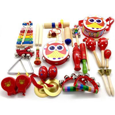 China Educational Musical Instrument Children Play Percussion 25PCS Set Wooden Musical Instruments Toddler Preschool Educational Study Toy for sale