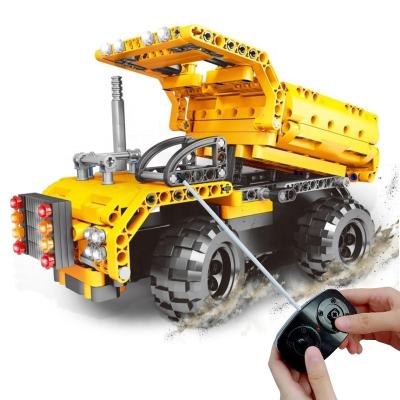 China 329pcs Wholesale 4CH 3.9V RC Electronic Toy Truck With USB Cable Engineering Series Blocks Remote Control Car Toy Building Bricks Car for sale