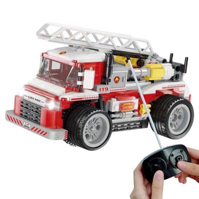 China Wholesale OEM/ODM 305PCS 2.4G 4WD Electronic Remote Control Brick Car Block Toy RTS City Electric Fire Truck Blocks Car Toy Set for sale