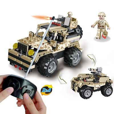 China Wholesale 415pcs 3.7V 4CH 2.4G DIY TOY RTS 2 in 1 RC Car Building Blocks Remote Control Car with USB Cable Building Car Toy for sale