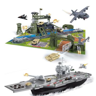 China Base Toy With Military Training Toy Self Assembly Play Set Aircraft Tank Plane Equipment Toy Packing Lot Toys Friction Airport 5 Cars for sale