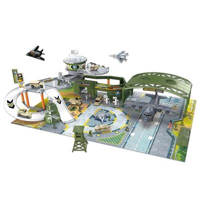 China Toy Army Toys Garage Spell Children's Car Track Rubbing Toy Kids Military Command Building Car Parking Garage For Children for sale