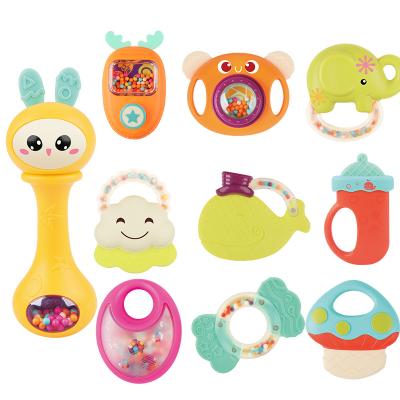 China Best Value Soft Baby Teethers Newborn Flip Ring 2 In 1 Set Solf Baby Rattles Teether Toys for sale