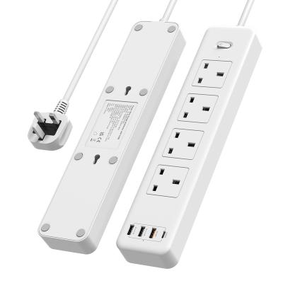 China UK Residential / General Purpose USB-C Extension Lead 4 AC Outlet Extension Cord 6 Feet Surge Protector 700J With USB C PD Power Strip QC 3.0 for sale