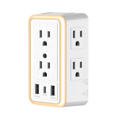 China Residential / Multi-Purpose Wall Socket Outlet, OULIYO 6 Surge Protector Outlet Supplement with USB C Multi Socket Outlet and Smart Night Light for sale