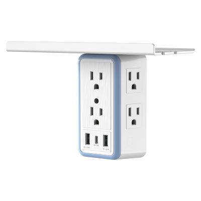 China OULIYO 6 Socket Wall Outlet Residential/Multipurpose Outlet Supplement with USB C Multi Socket Outlet with Removable Shelf for sale