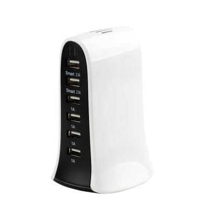 China IC 6 Port Multi USB Smart HUB Built-in LED Charger Universal Universal USB Desktop Charging Station for sale