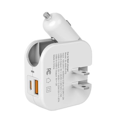 China 2022 Popular Mobile Phone Car Charger Quick Charge QC3.0 With PD Type C for sale