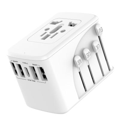 China Travel Adapter with Newest PD Charger Universal Travel Adapter Power Adapter Plug with 6.5a Type-C 4usb UK US AU EU Plug Travel Adapter for sale