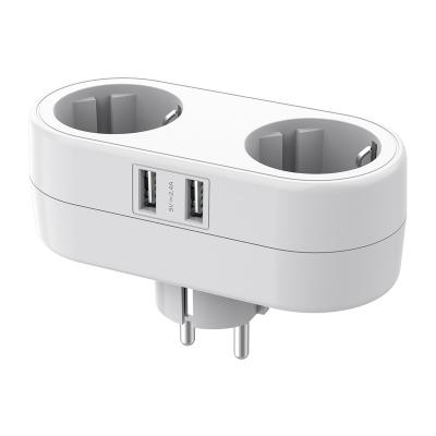 China SL-822E Commercial EU Outlet Supplement with USB, OULIYO Electric Double Outlet Splitter with 2 USB Wall Charger, Mini Multiple Expander for sale