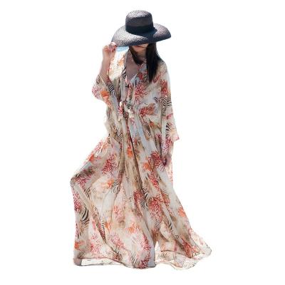 China Long Shirt Maxi Dress Party Dress Ladies Breathable Print Chiffon Kimono Cardigan Shirt for sale