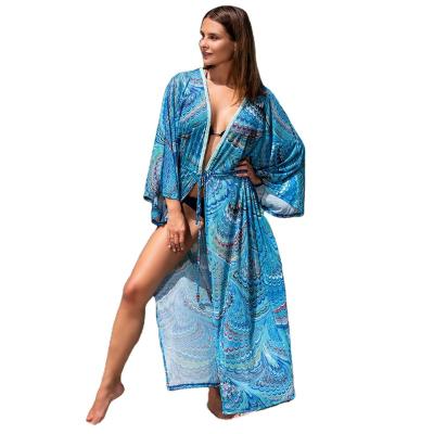 China Wholesale Breathable Robe Cardigan Kimono Long Robe Bikini Cover Up Vacation Beach Cover Up for sale