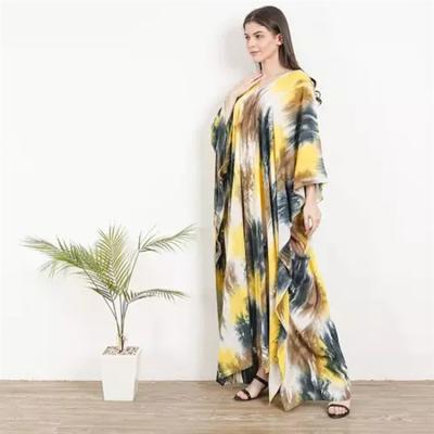 China New Arrival 2022 Summer Designer Beach Dress Women Wholesale Breathable V-Neckline Printing Maxi Bohemian Dress for sale