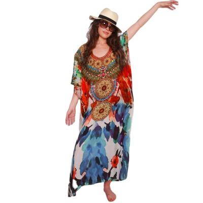 China Hot Selling Breathable Border Luxury Vintage Floral Women Beach Sunshade Dress for sale