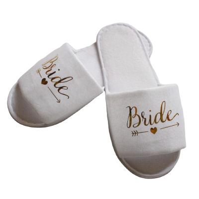 China Leak toes and luminous toes HY51 font shoes bride wedding slippers disposable closed letter ware bride for sale