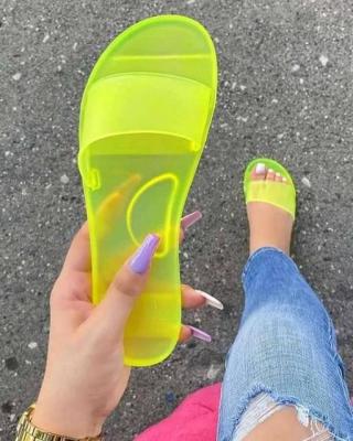 China Fashion Trend HY51 Elegant PVC Women Clear Jelly Slippers Sandals Comfortable Transparent Jelly Shoes Neon Color Jelly for sale