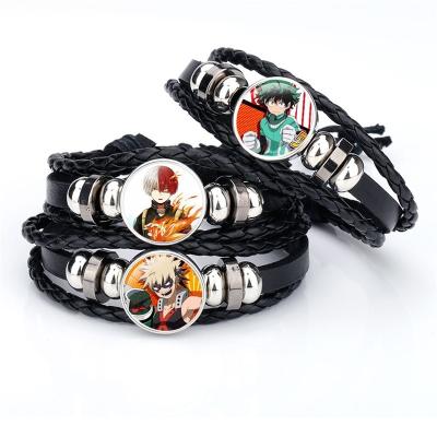 China Fashion Casual/Sporty Wholesale Anime My Hero Academia Leather Bracelet For Kids Boy for sale