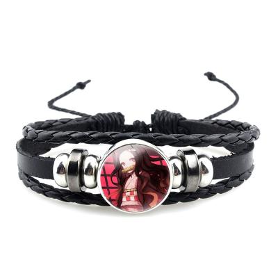 China Japanese Time Gem Leather Multilayer Anime Ghost Slayer Blade Bracelet Cheap Handmade Jewelry Wholesale Casual/Sports for sale