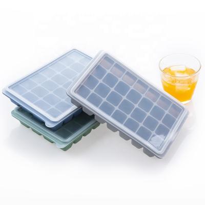 China HY51 28 Cavity Food Grade Silicone Fun Shape Viable Non-Toxic Ice Cube Trays With Transparent Lids for sale