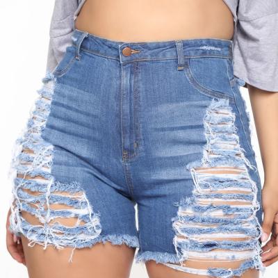 China S~4XL QUICK DRY QUICK DRY women's summer wear 2021 new fashion plus size fit high waisted loose elastic waisted hot denim shorts cheap wholesale for sale