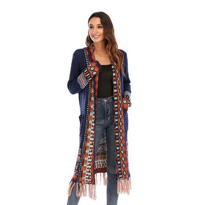 China 2021 Elegant Open Front Jumper Knitwear Long Sleeve Women's Chiffon cardigan Bohemian style Attractive Anti-wrinkle Anti-wrinkle cardigans for sale